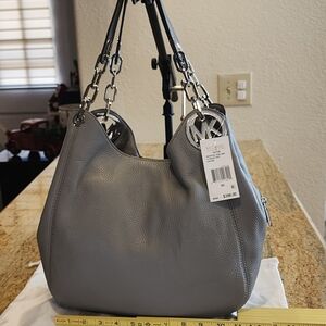 Michael Kors Gray Leather Shoulder Bag